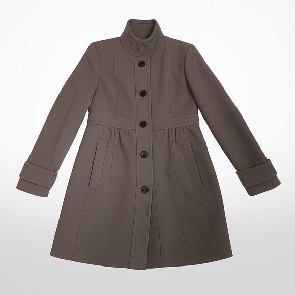 J. Crew Women's Taupe Funnel Neck Coat - Size 6 - Picture 1 of 12